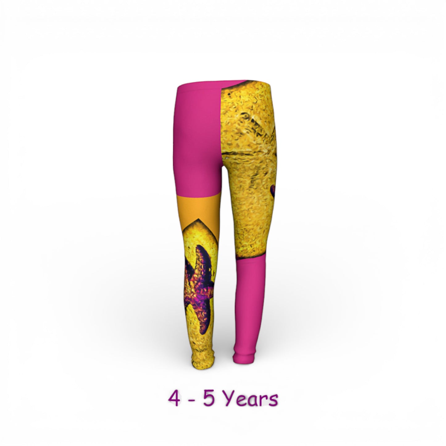 Colorful leggings with butterfly design on a white background