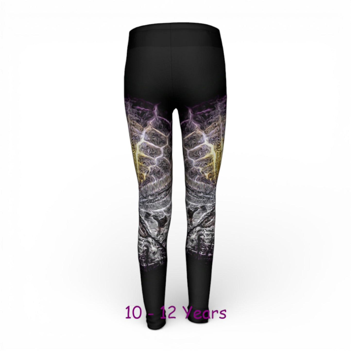 Black leggings with a unique pattern on a white background