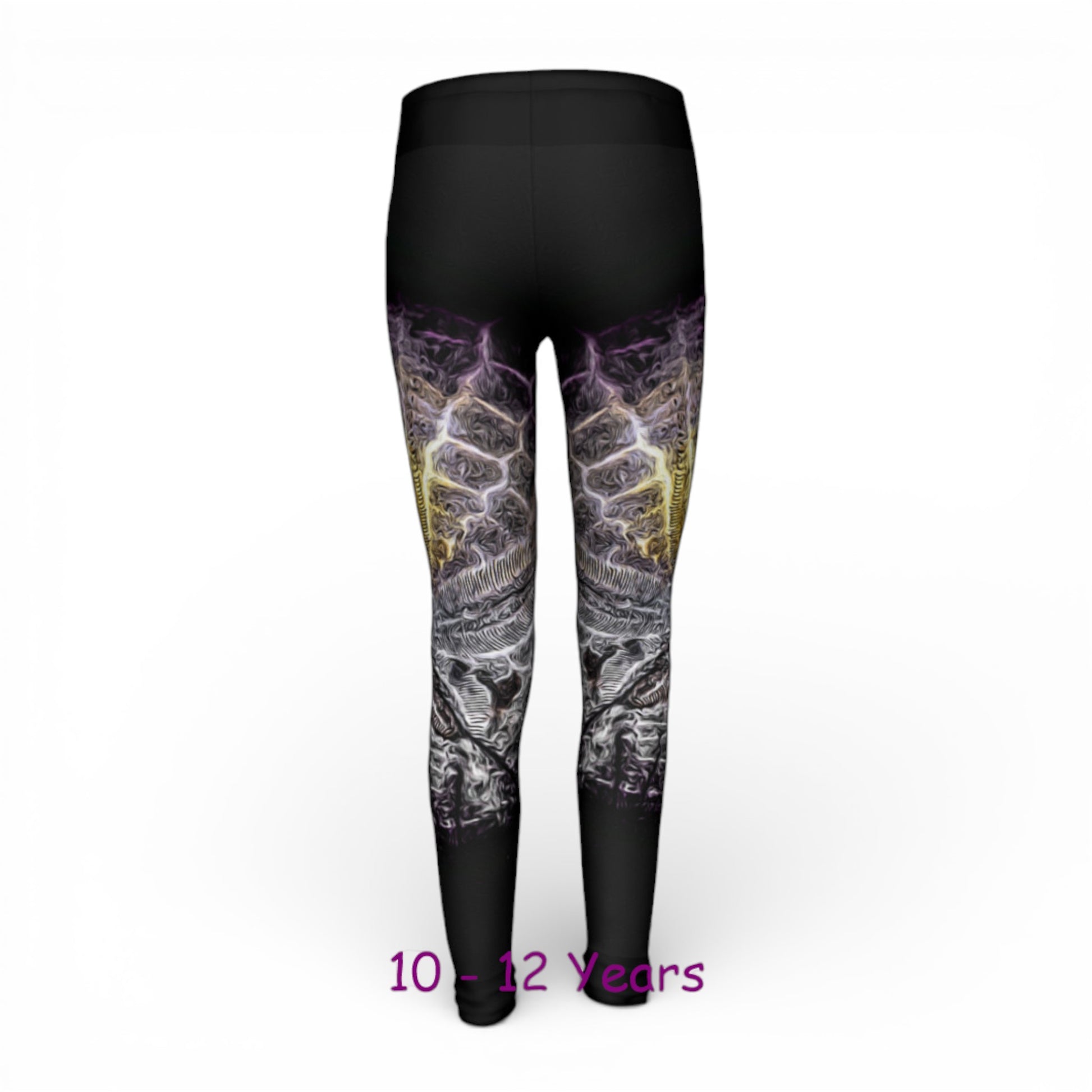 Black leggings with a unique pattern on a white background