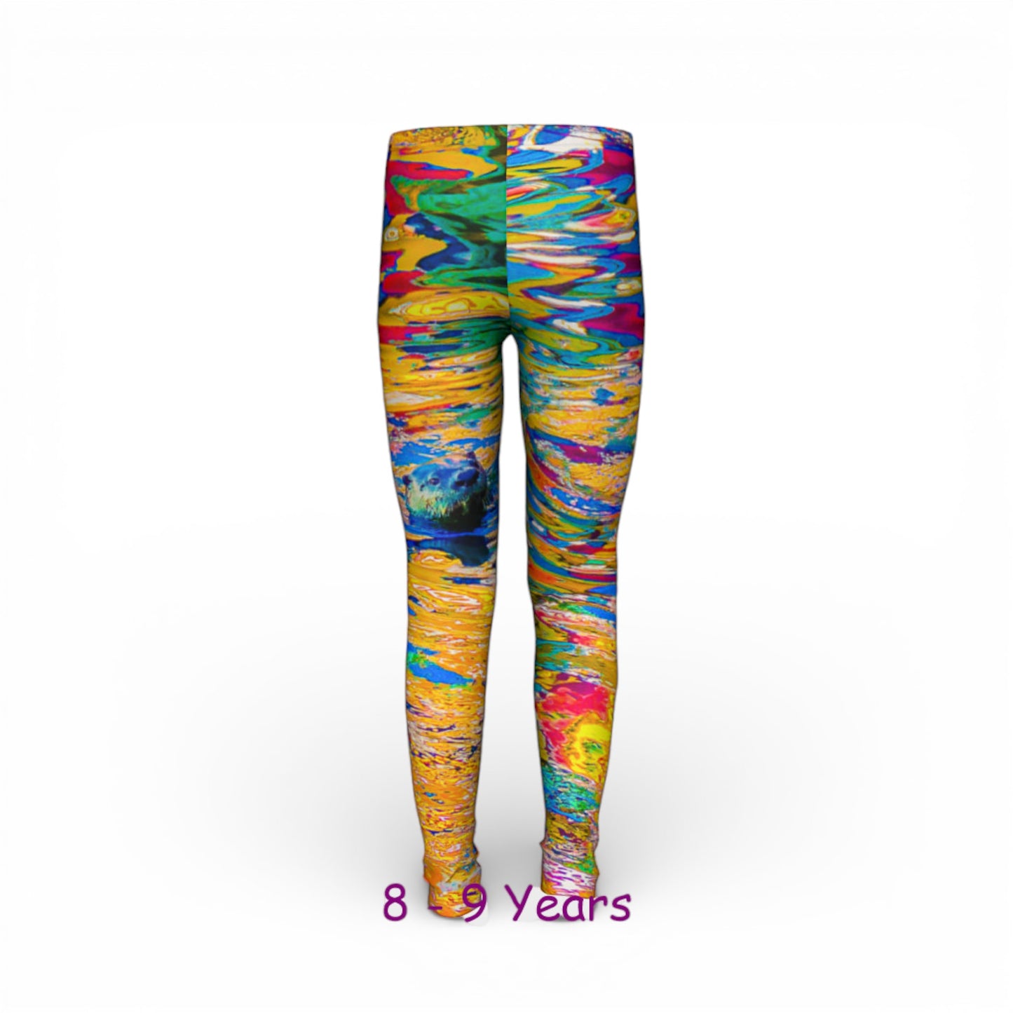 Colorful patterned leggings on a white background