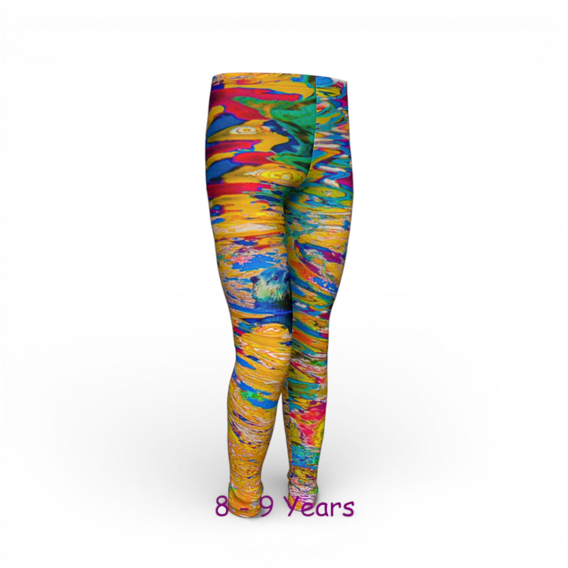 Colorful patterned leggings on a white background