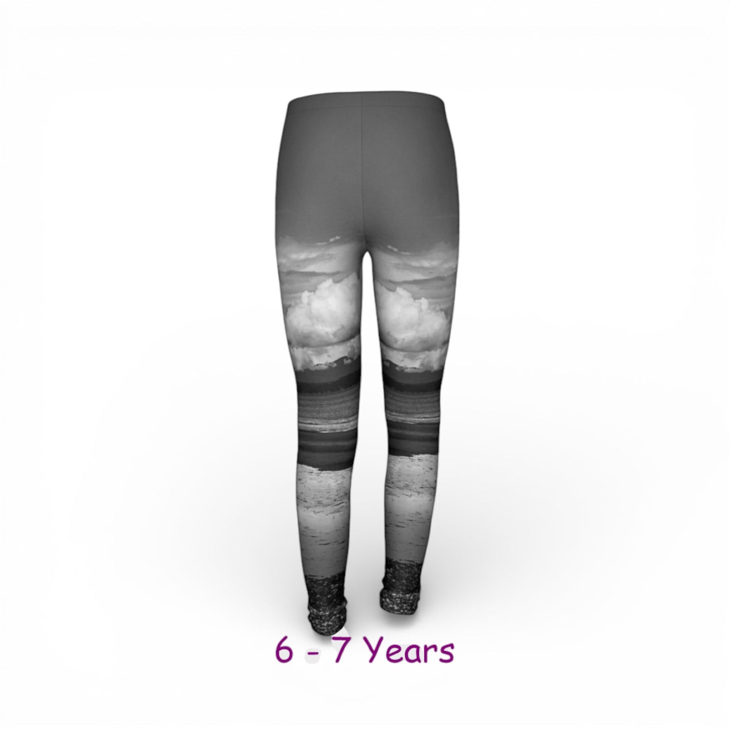 Gray leggings with a pattern on a white background