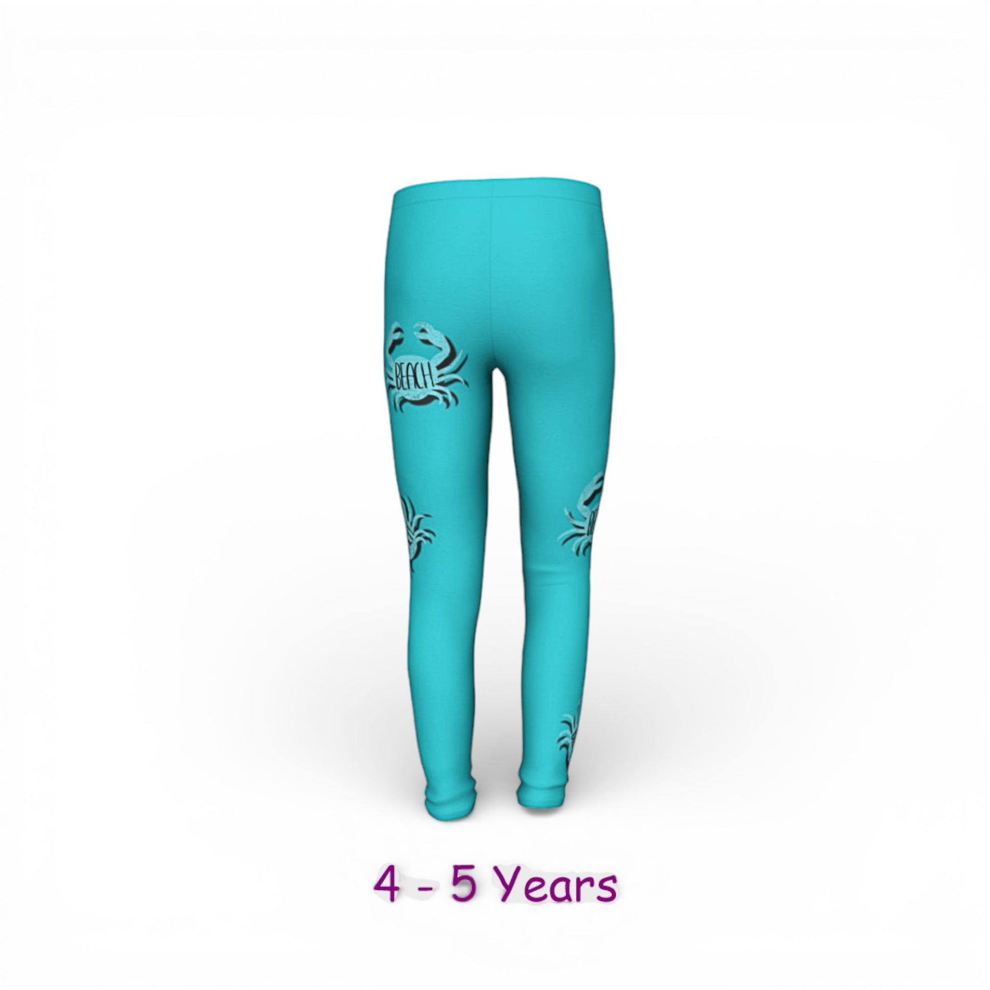 Turquoise leggings with a logo on a white background