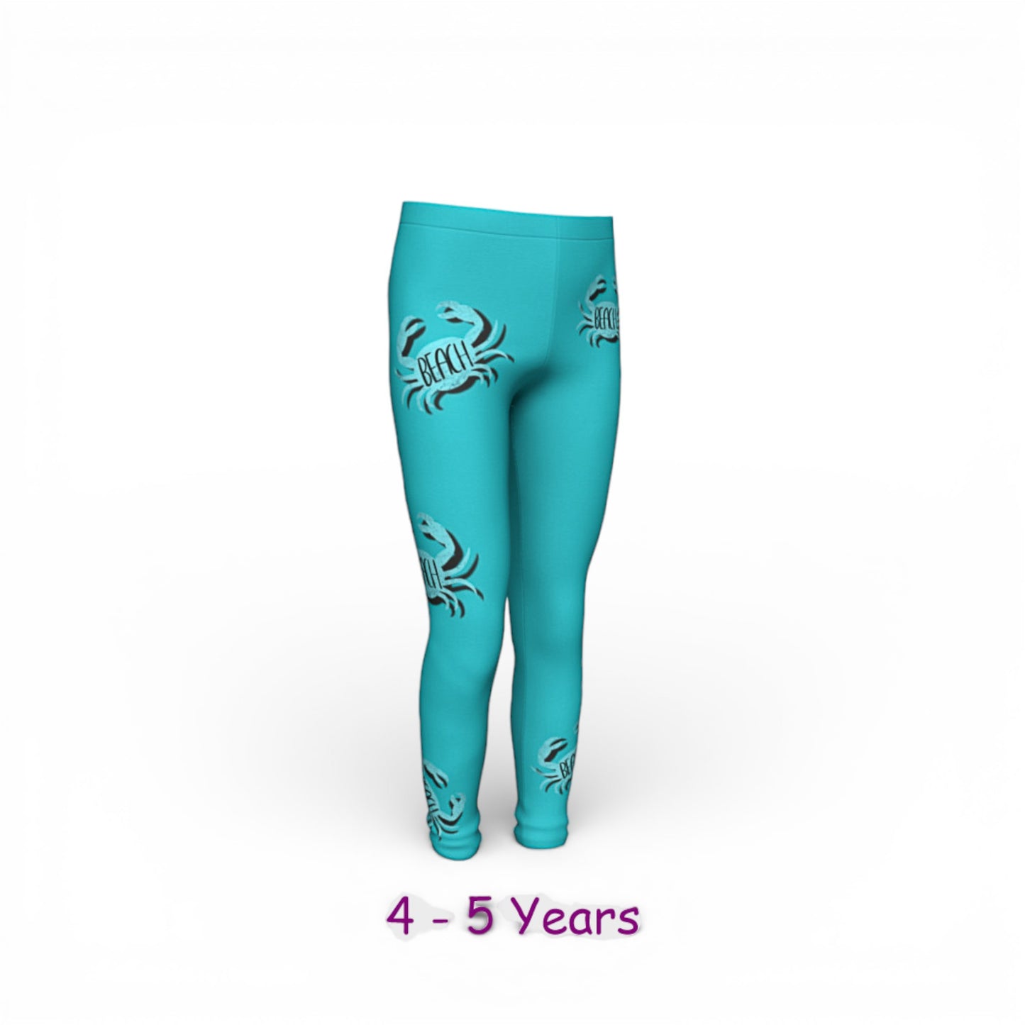 Turquoise leggings with fish designs on a white background