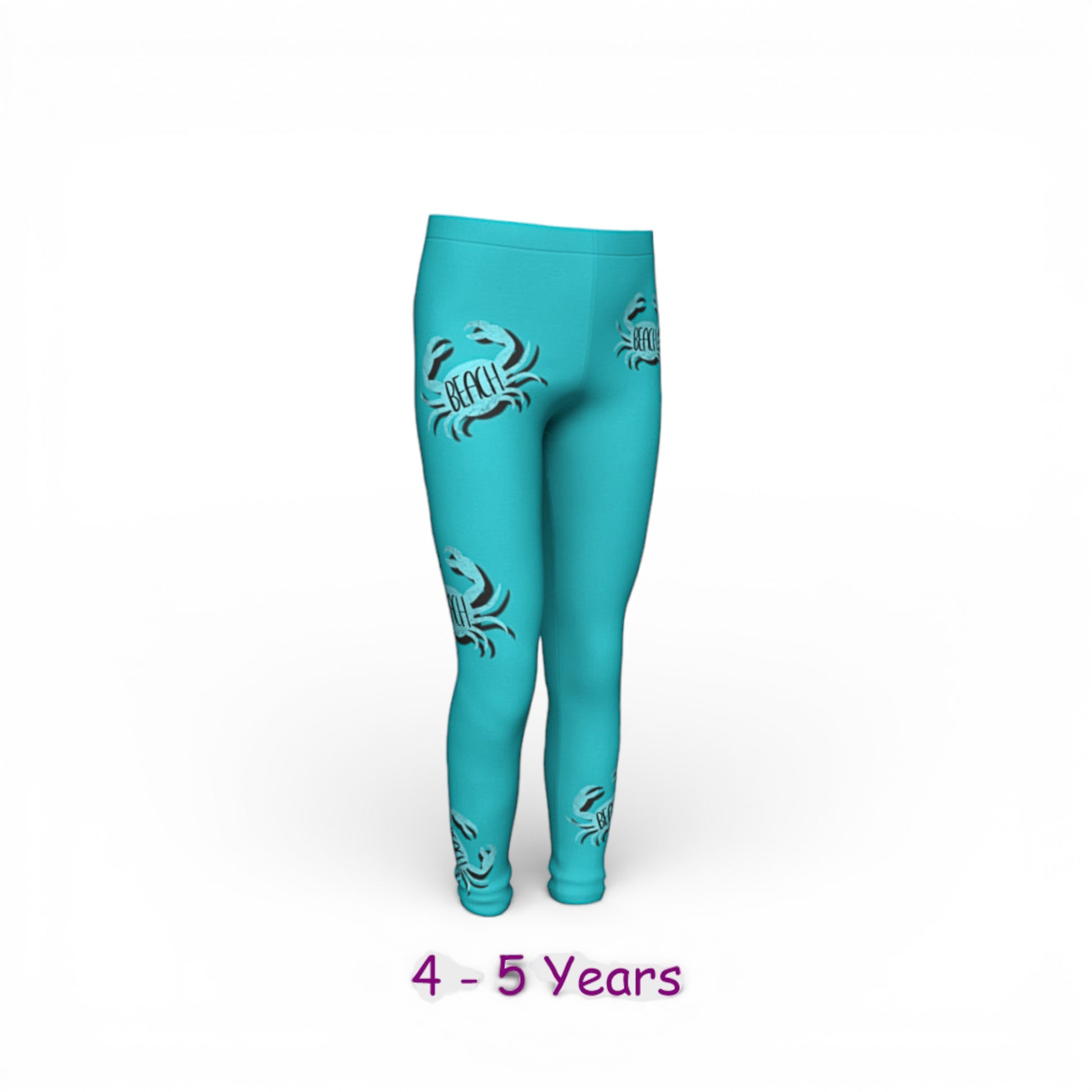 Turquoise leggings with fish designs on a white background