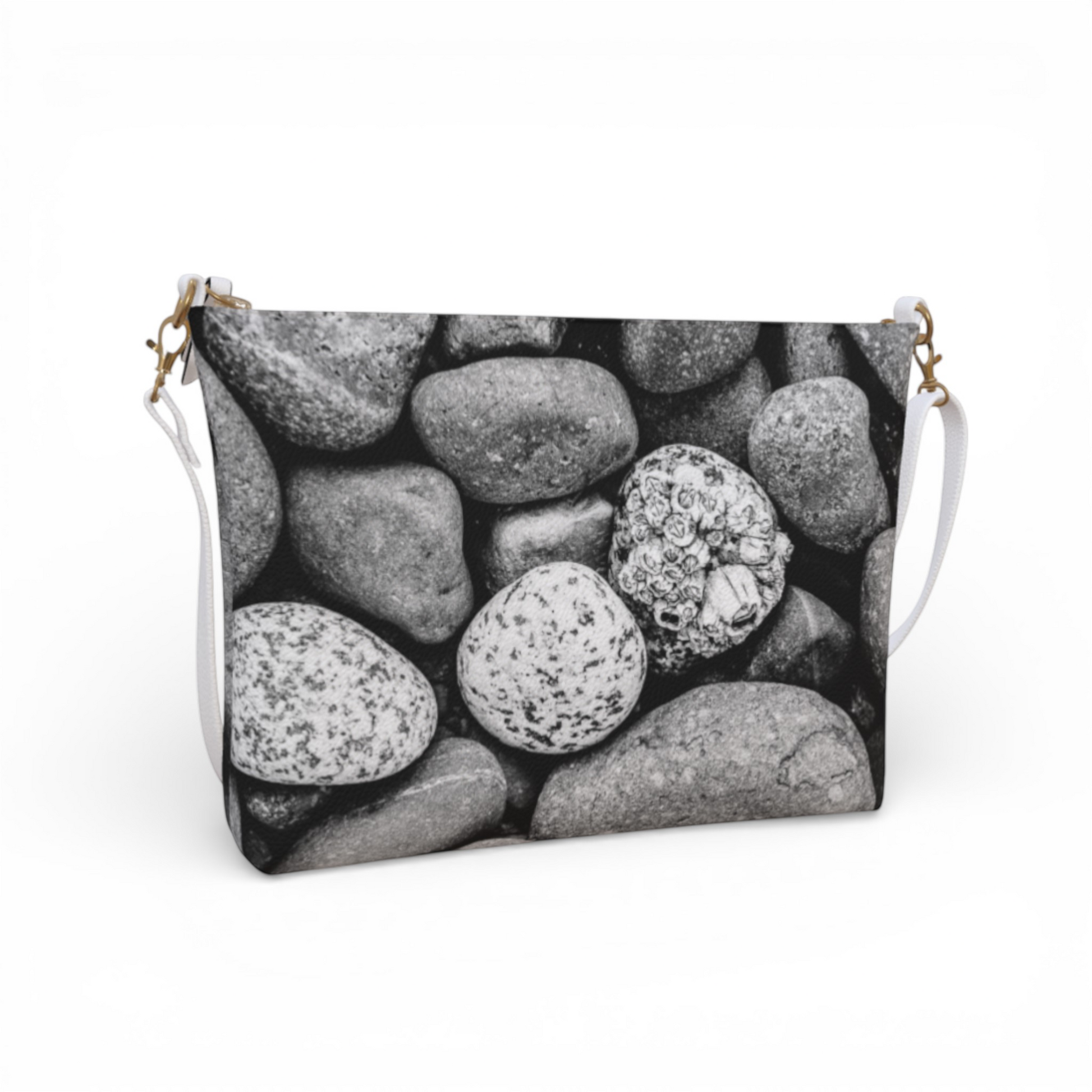 Van Isle Goddess Beach Rocks vegan leather crossbody purse with adjustable strap and pebble texture.