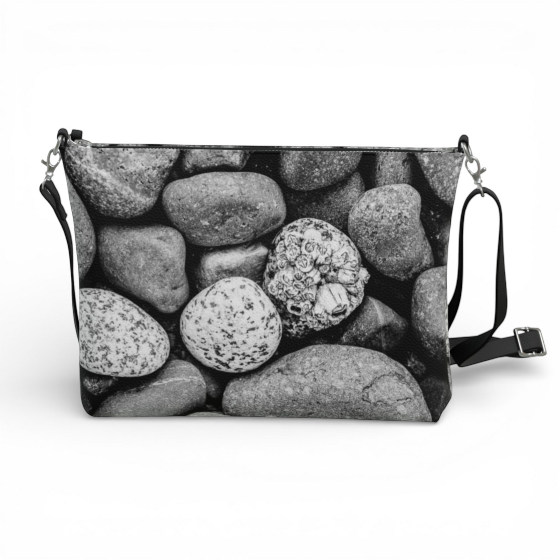 Van Isle Goddess Beach Rocks vegan leather crossbody purse with adjustable strap and pebble texture.
