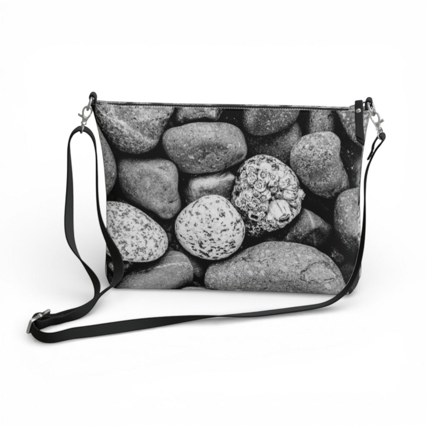 Van Isle Goddess Beach Rocks vegan leather crossbody purse with adjustable strap and pebble texture.
