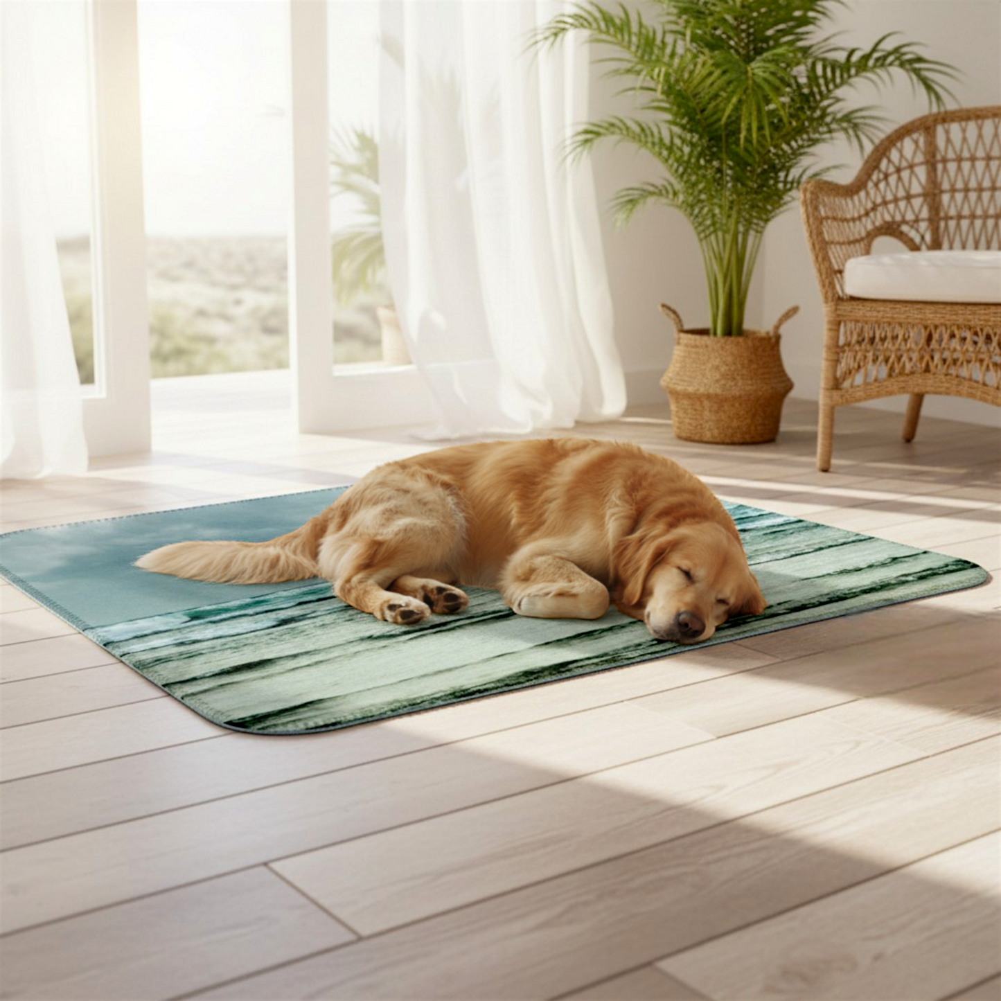 Van Isle Goddess Ocean Calling Long Beach Tofino Coastal Blanket, featuring turquoise waves and a cloudy sky. Made from soft polyester.