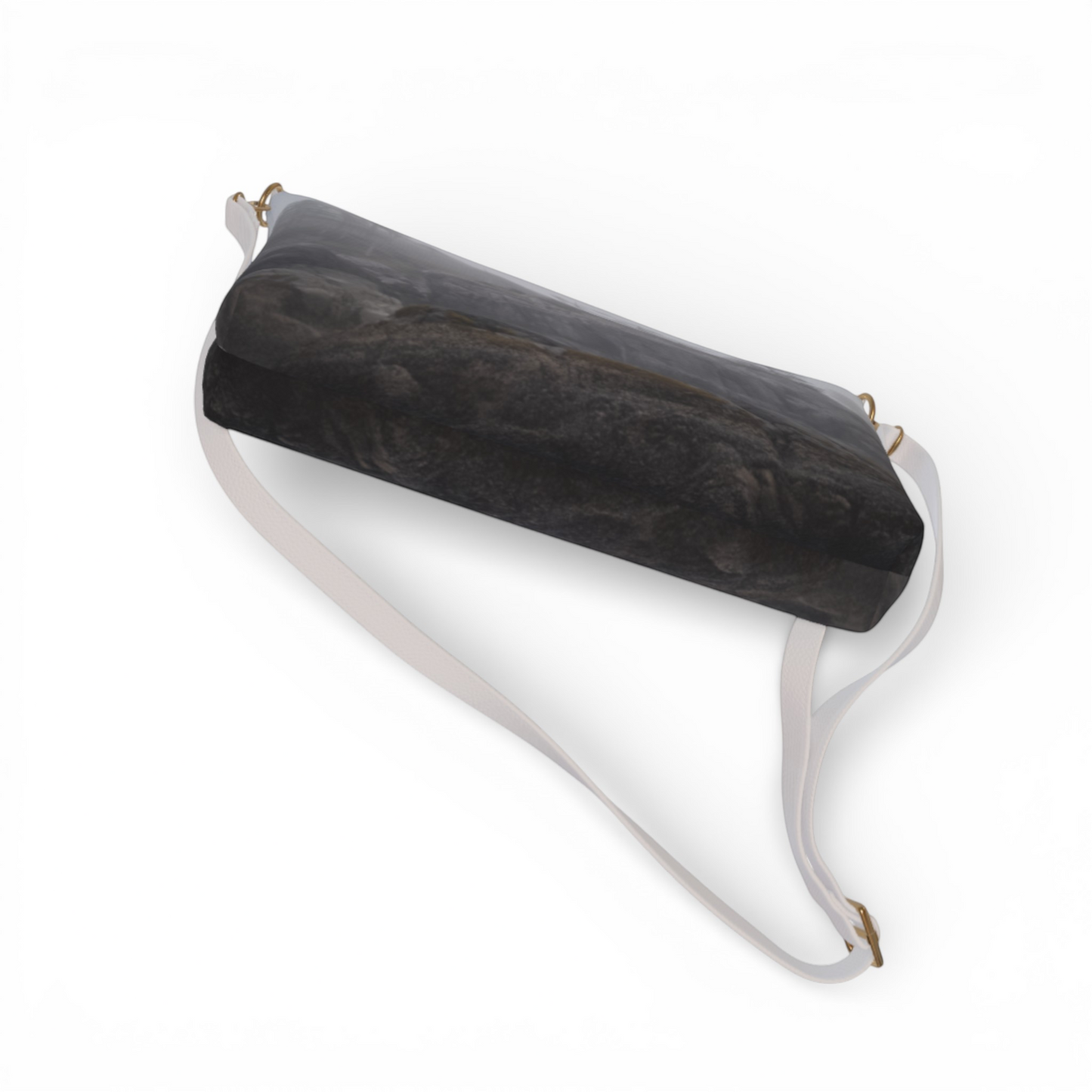 Van Isle Goddess West Coast Ocean Fog vegan leather crossbody purse with adjustable strap and gold hardware.