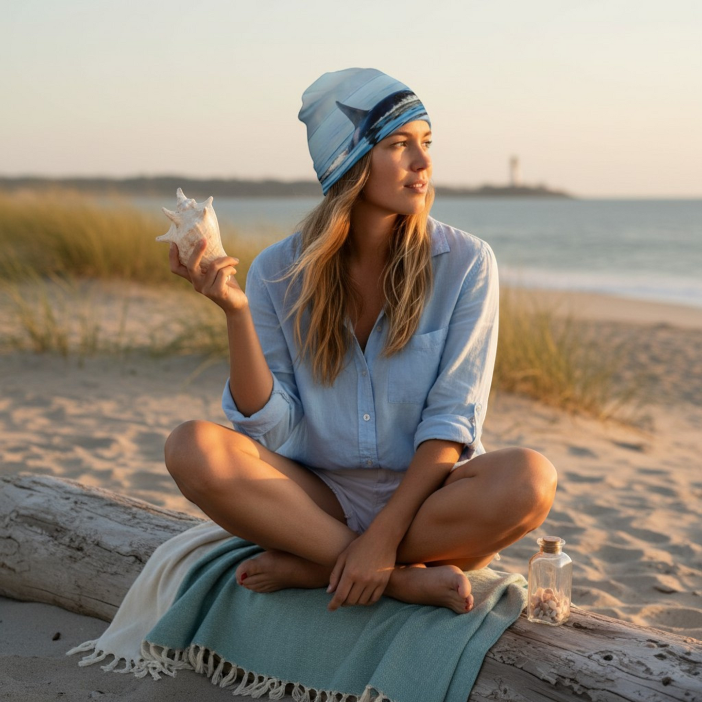 Van Isle Goddess Orca Spray Beanie with bamboo lining, featuring an orca whale graphic. Lightweight and comfortable.
