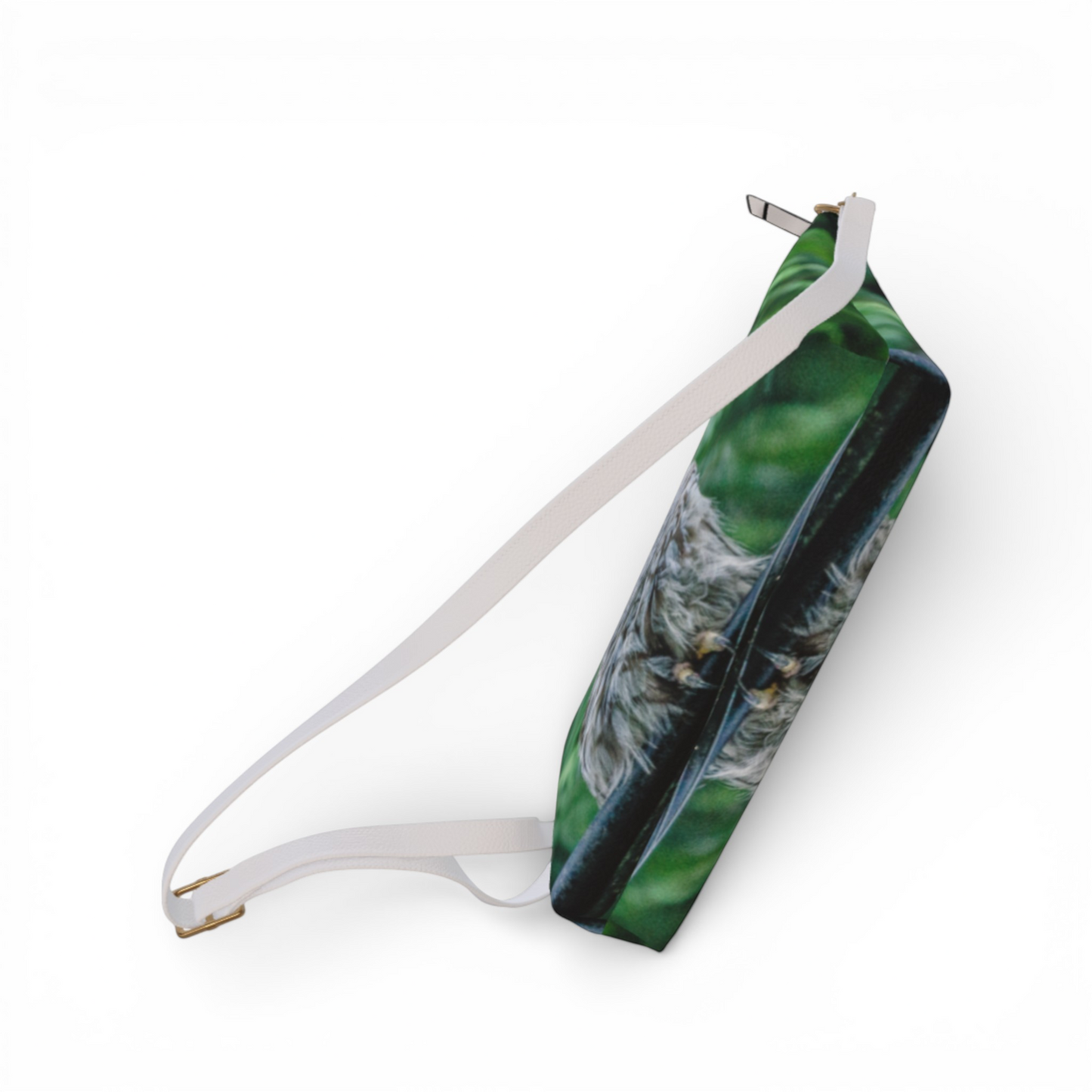 Van Isle Goddess Good Evening Owl vegan leather crossbody purse with adjustable strap and owl print.