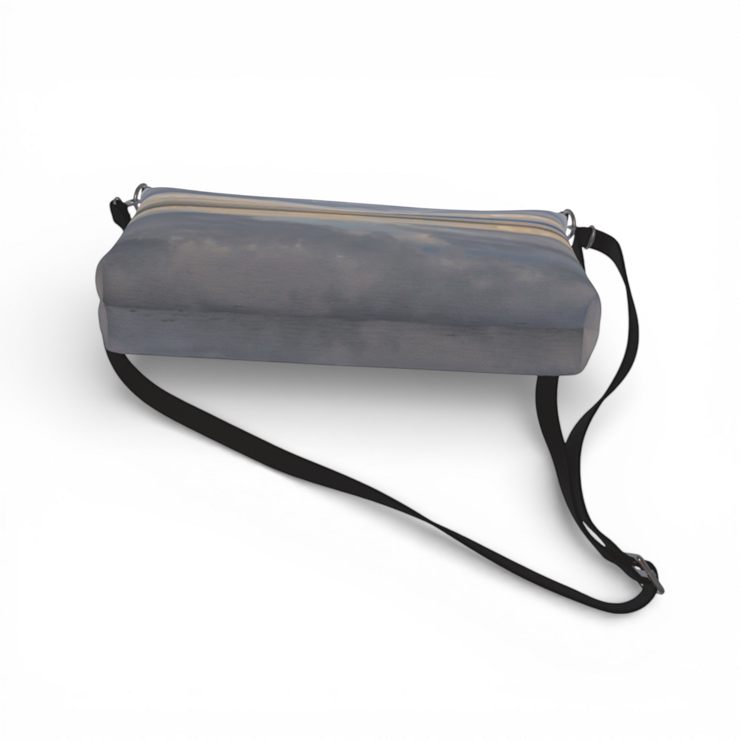 Van Isle Goddess Light Language Parksville Beach vegan leather crossbody purse with adjustable strap and ocean sunset print.