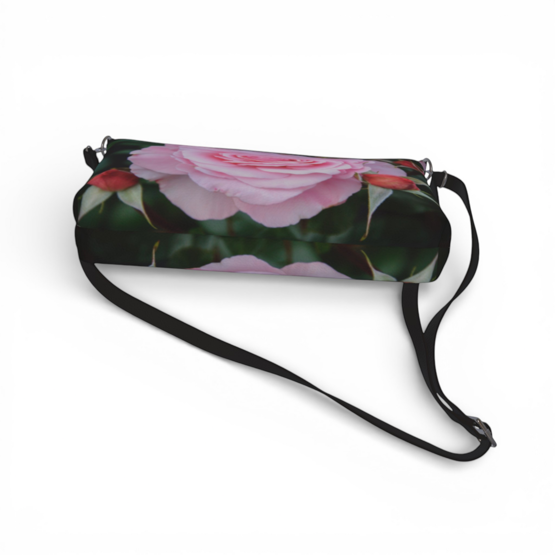 Van Isle Goddess Love Surrounds Roses vegan leather crossbody purse with adjustable strap and pink rose print.
