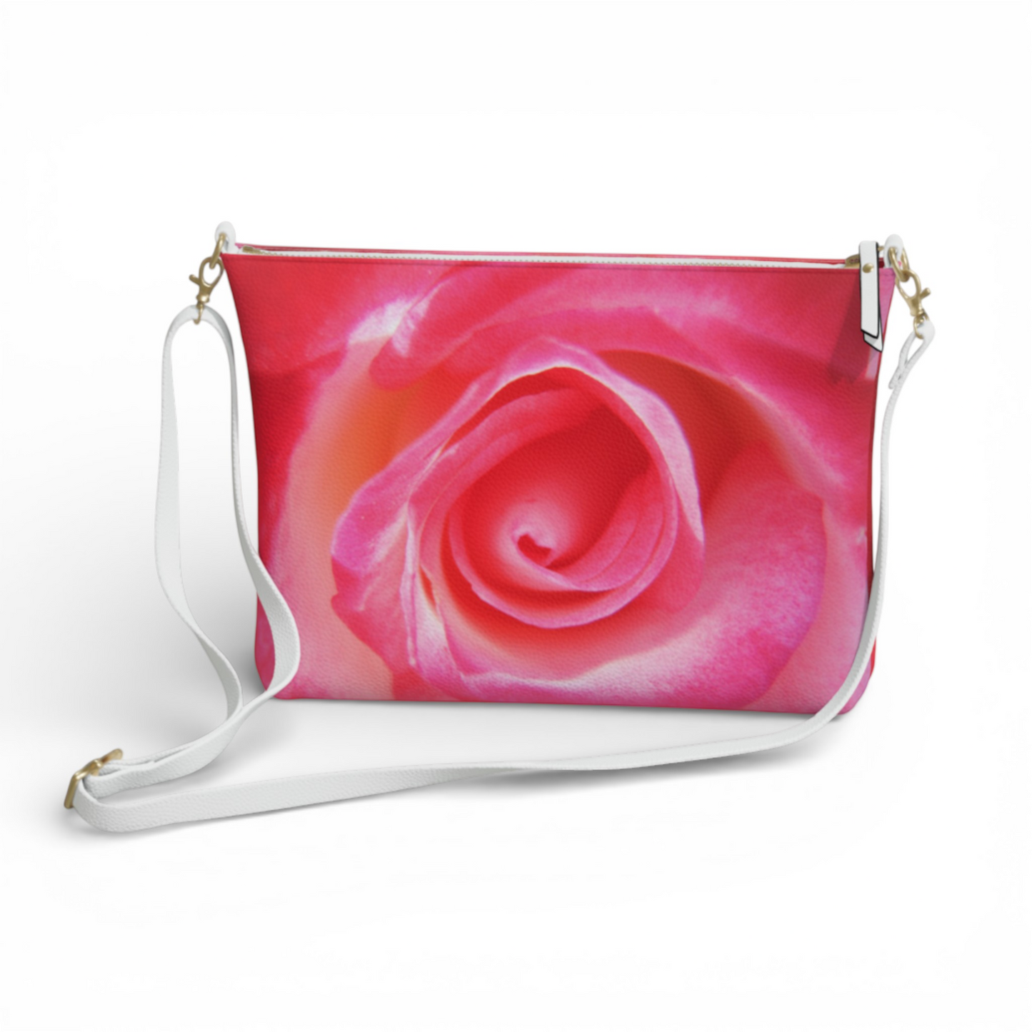 Van Isle Goddess Sparkle Rose vegan leather crossbody purse with adjustable strap and rose print.