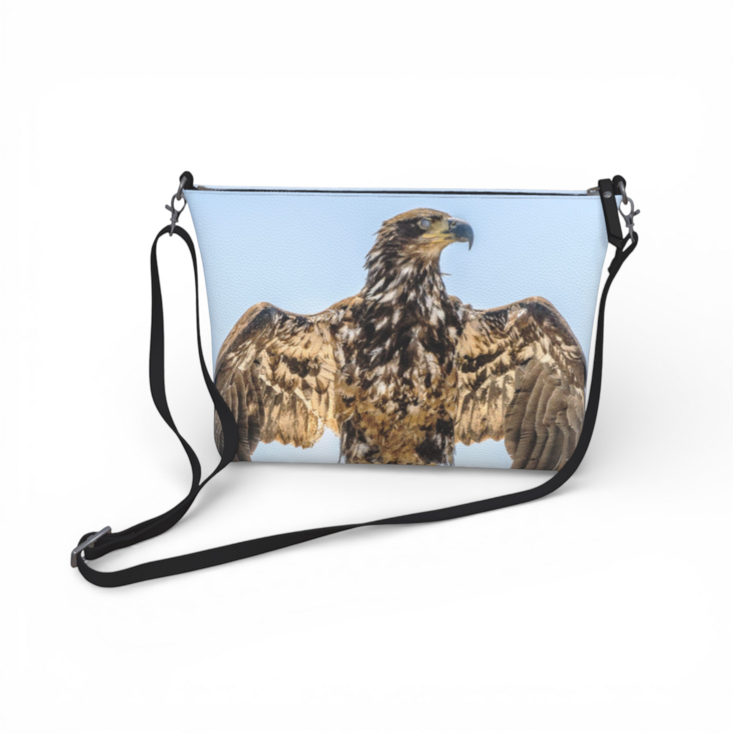 Van Isle Goddess Thunderbird Eagle vegan leather crossbody purse with adjustable strap and detailed eagle print.