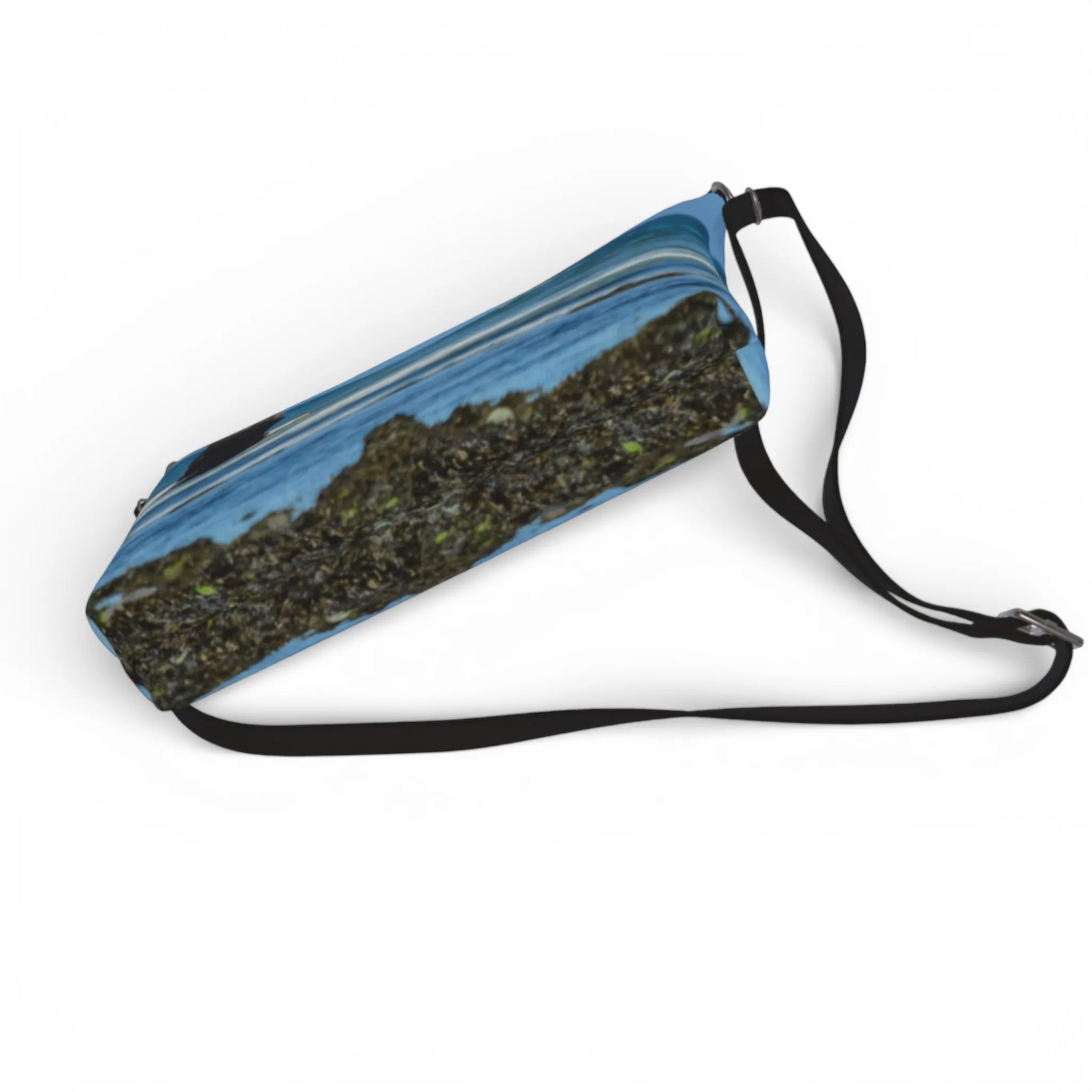 Van Isle Goddess Fly Like A Eagle vegan leather crossbody purse with adjustable strap and ocean wave print.