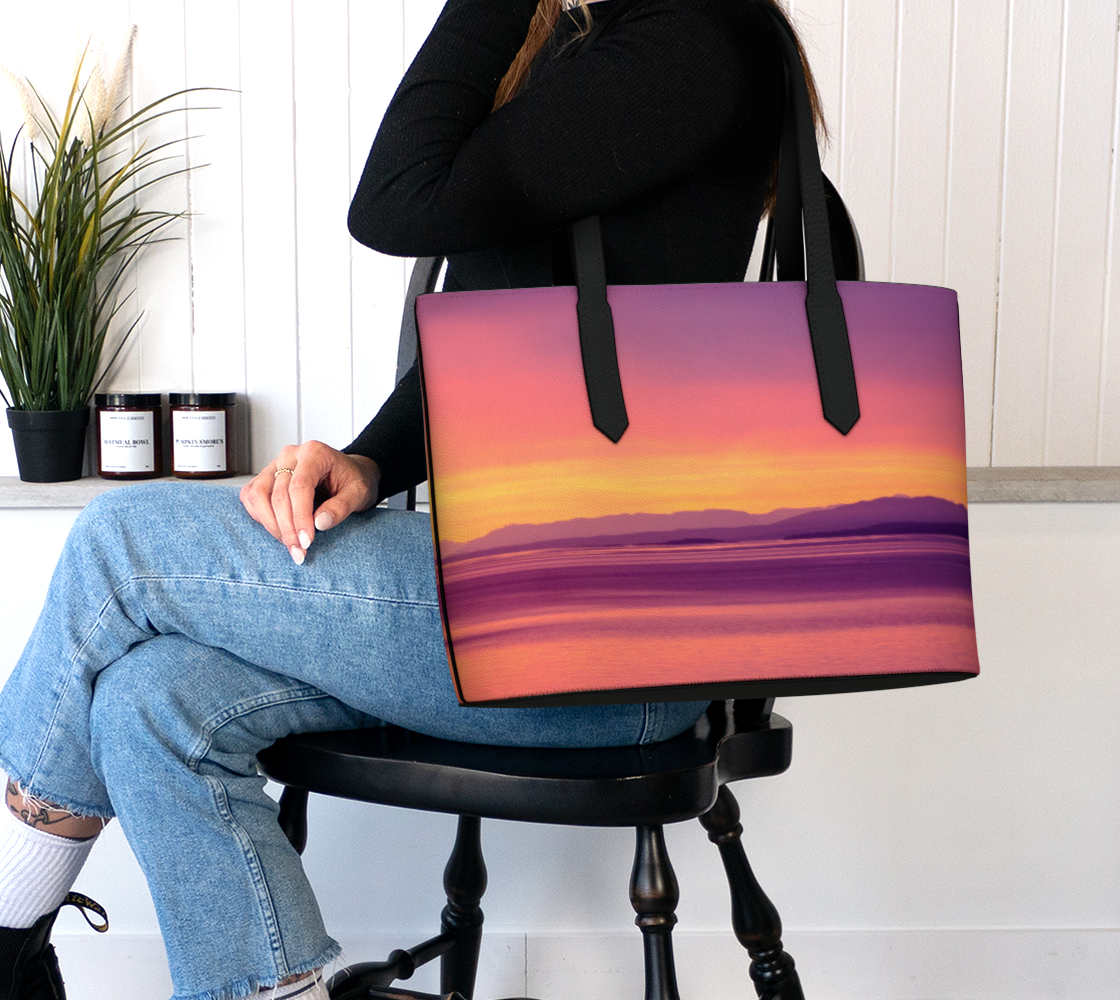 Vancouver Island Sunset Vegan Leather Tote Bag