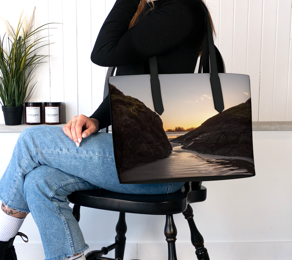 Long Beach Sunset Tofino Vegan Leather Tote Bag