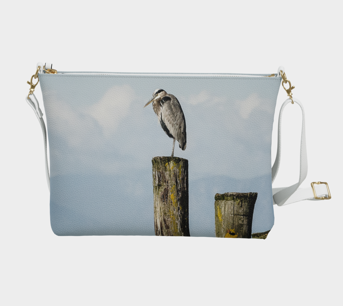 Blue Heron Perch Vegan Leather Crossbody Purse