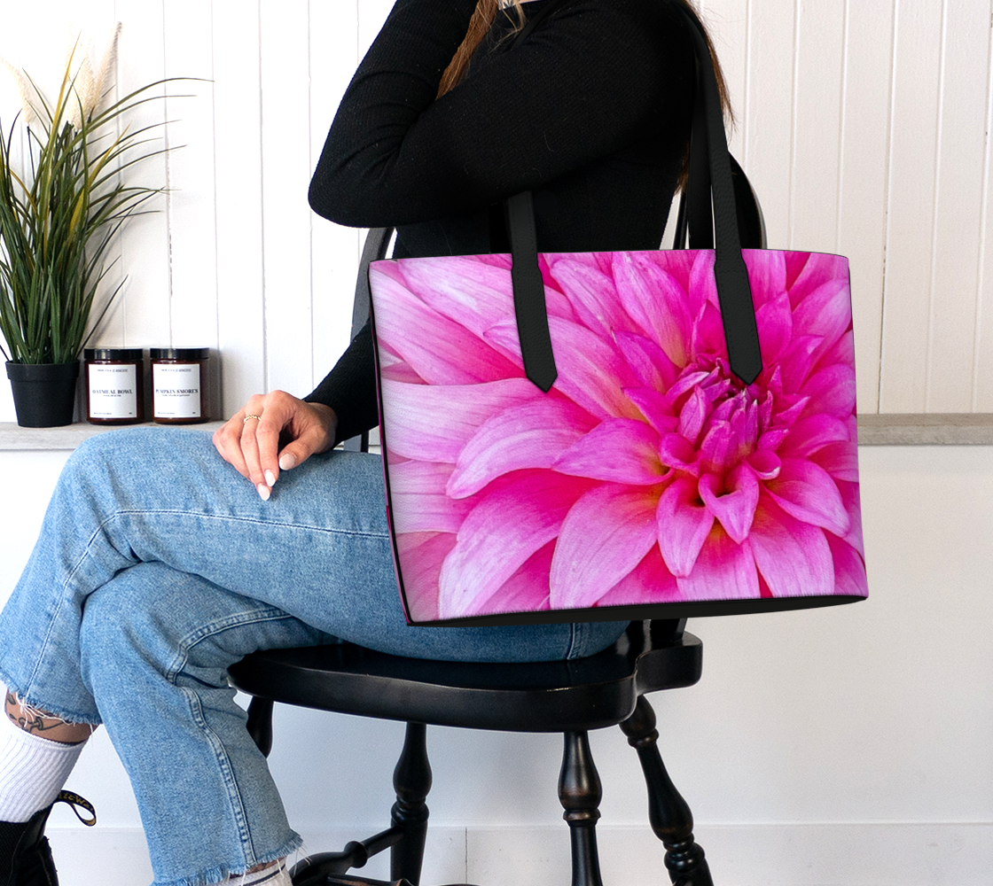 Summer Dahlia Vegan Leather Tote Bag