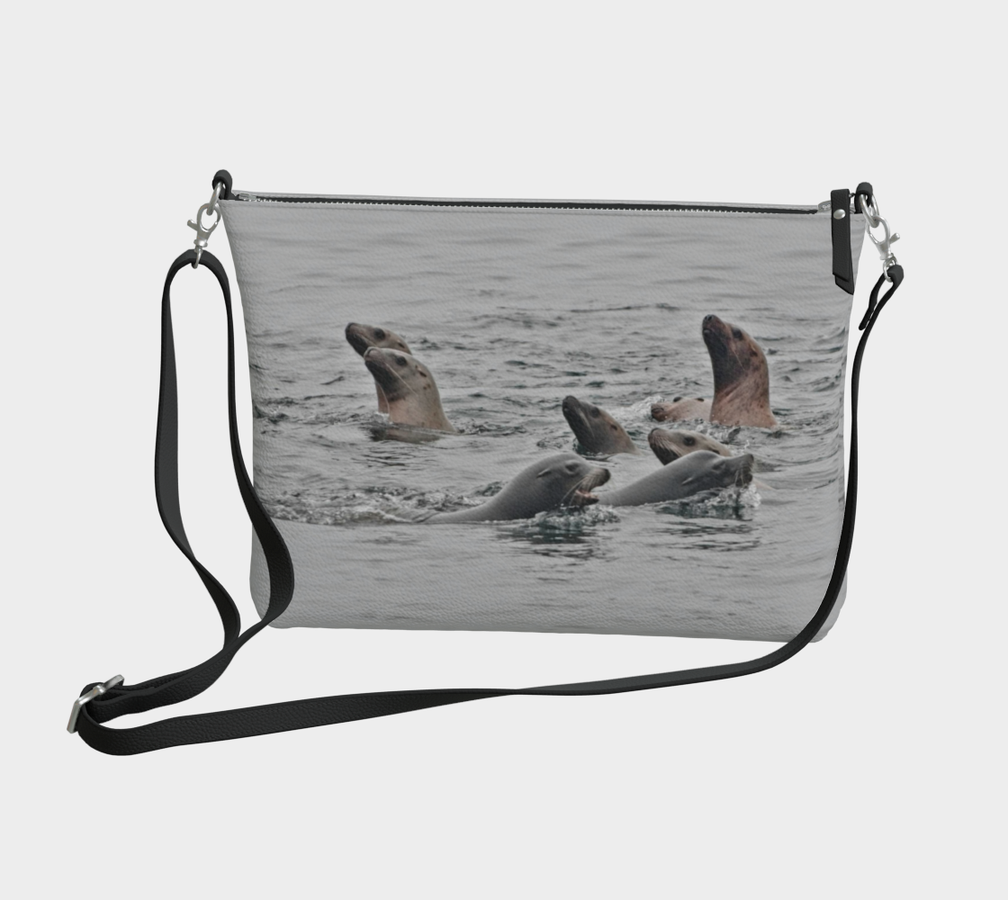 Sea Lions Vegan Leather Crossbody Purse