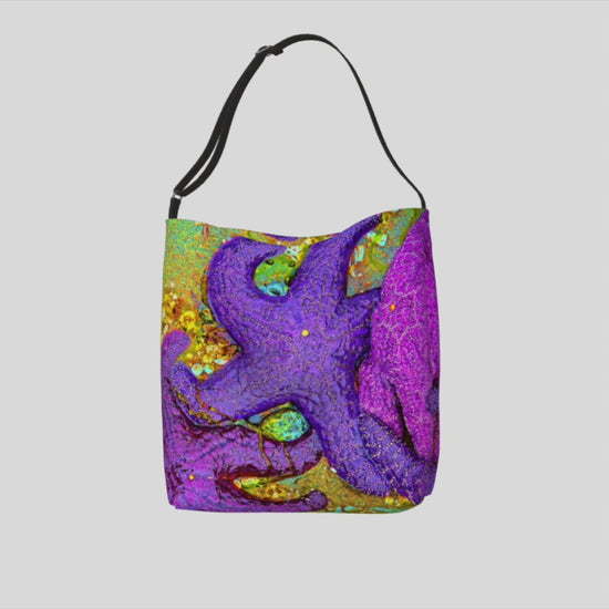 Video of the Starfish Cluster Neoprene Day Tote: Mesmerizing Coastal-Inspired Print Bag