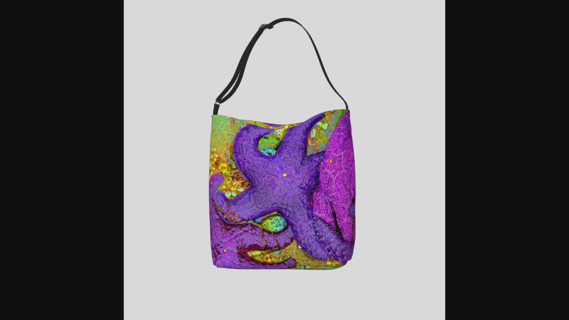 Video of the Starfish Cluster Neoprene Day Tote: Mesmerizing Coastal-Inspired Print Bag