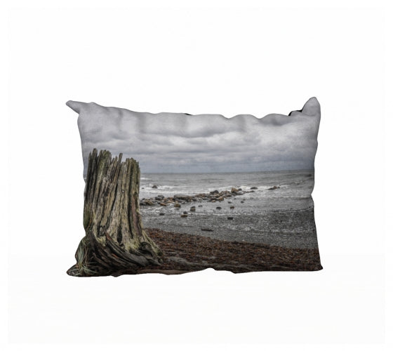 Gray Day Qualicum Beach 20" x 14" Throw Pillow Cover