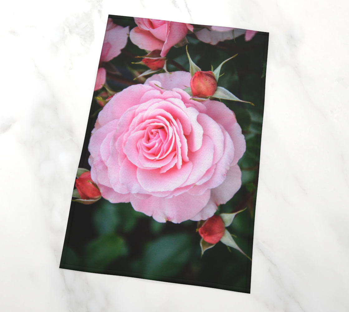 Love Surrounds Rose Tea Towel