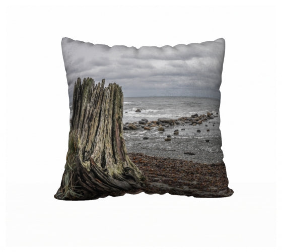 Gray Day Qualicum Beach 22" x 22" Throw Pillow Cover