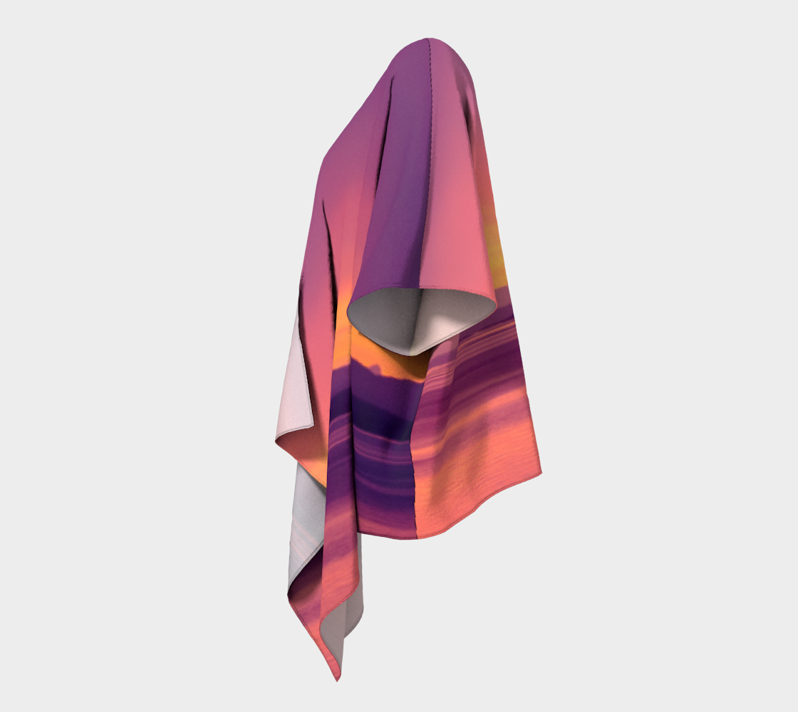 Left side  of the Vancouver Island Sunset draped kimono