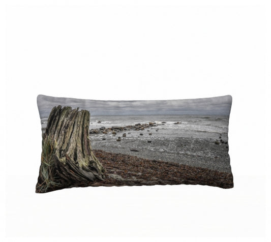 Gray Day Qualicum Beach 24" x 12" Throw Pillow Cover