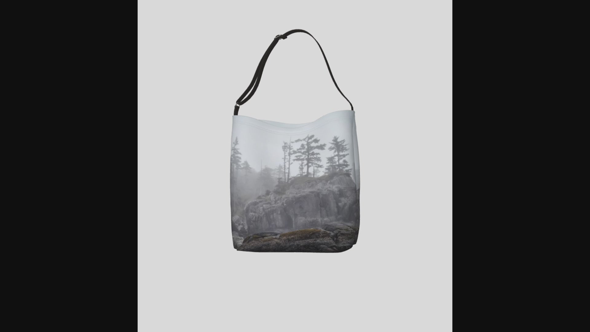 Video of the West Coast Ocean Fog Neoprene Day Tote: Mysterious Vancouver Island Coastline Bag