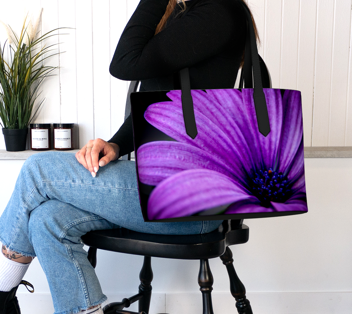 Violet Summer Vegan Leather Tote Bag