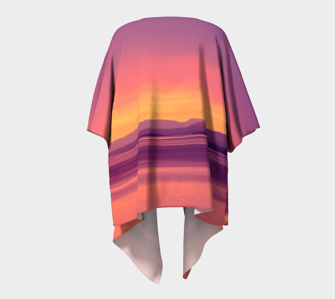 back side of Vancouver Island Sunset II draped kimono.