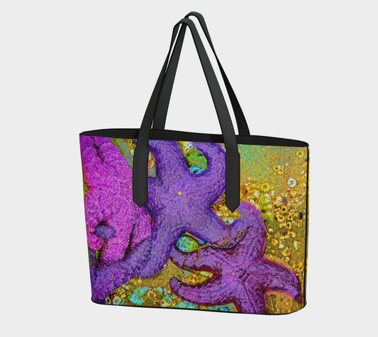 Starfish Cluster Vegan Leather Tote Bag