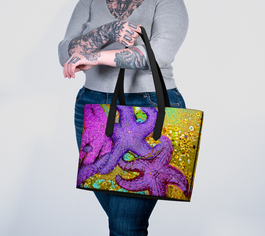 Starfish Cluster Vegan Leather Tote Bag