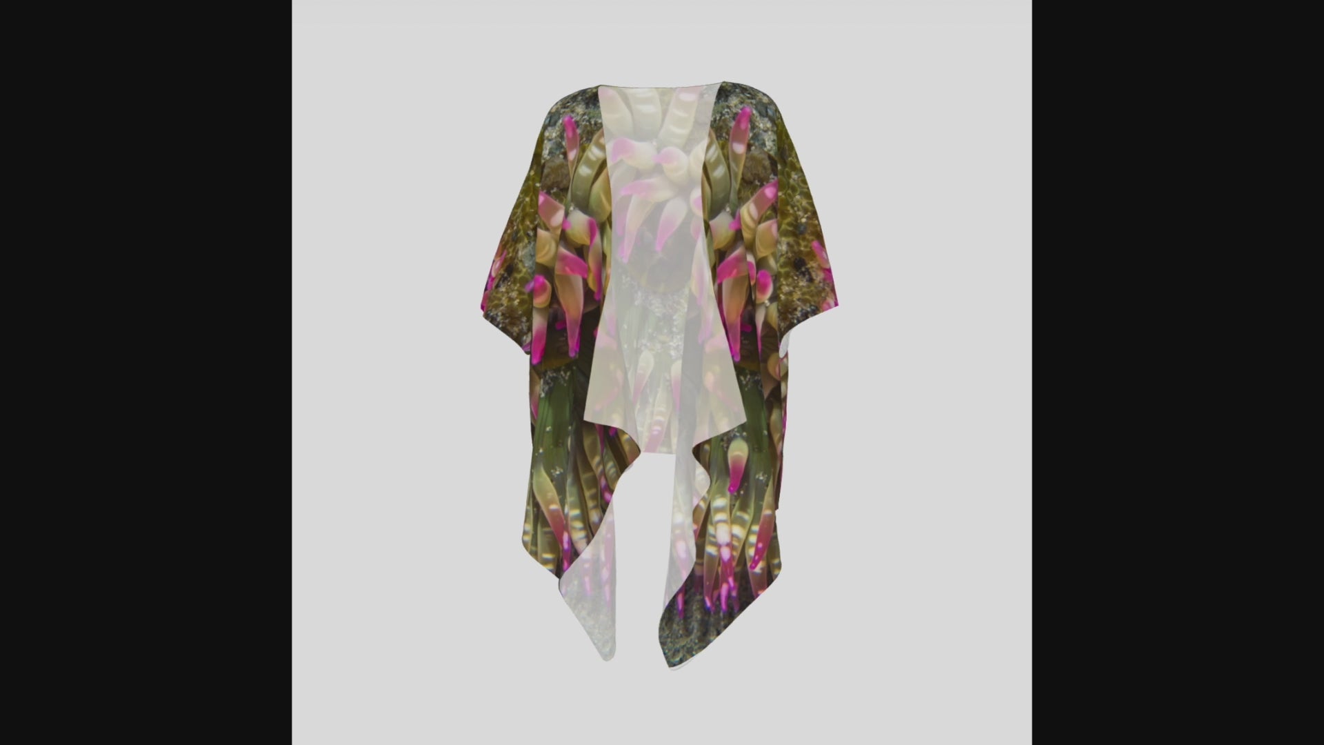 Video showing 360 degree of the enchanted sea anemone draped kimono.
