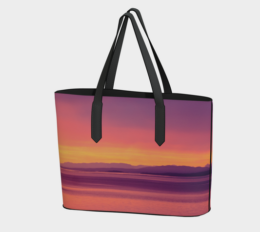 Vancouver Island Sunset Vegan Leather Tote Bag