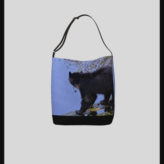 Video of the Waters Edge Bear Neoprene Day Tote: Coastal Wildlife-Inspired Print Bag