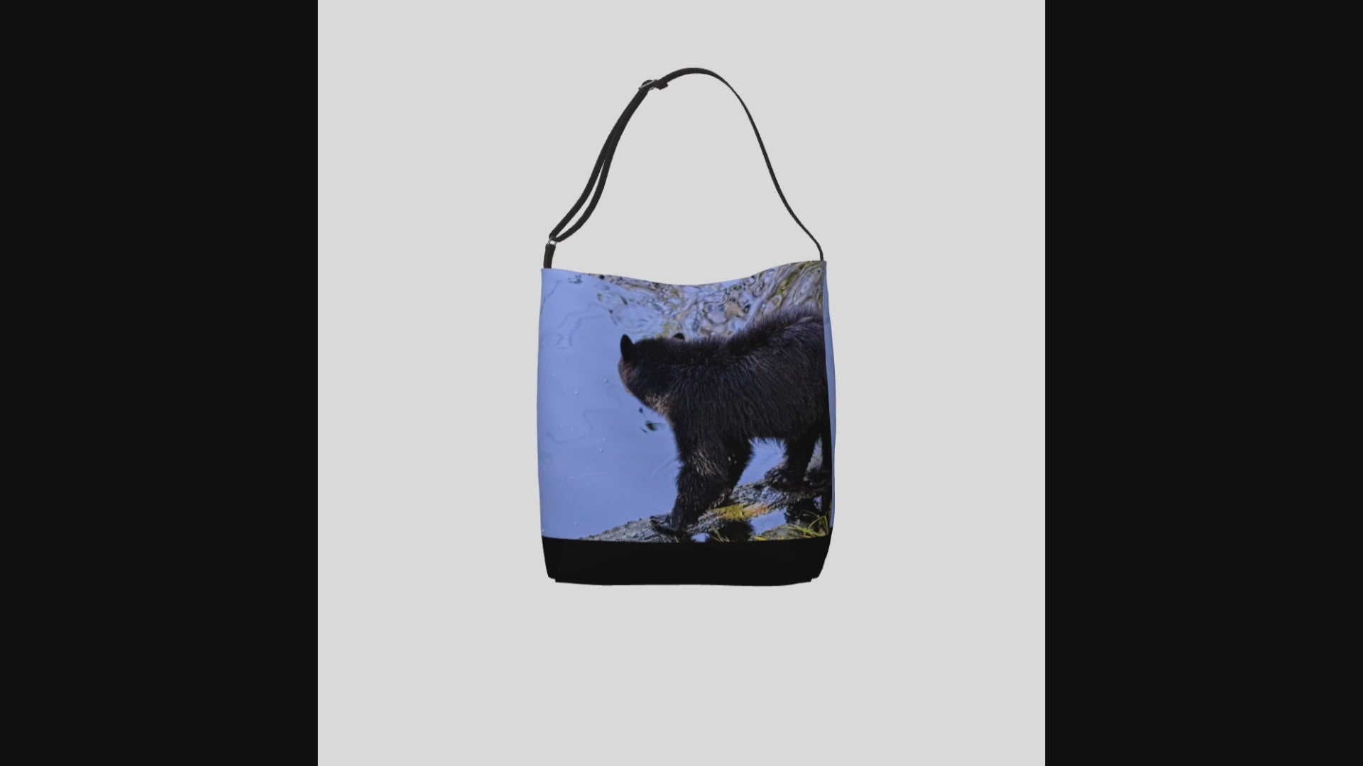 Video of the Waters Edge Bear Neoprene Day Tote: Coastal Wildlife-Inspired Print Bag