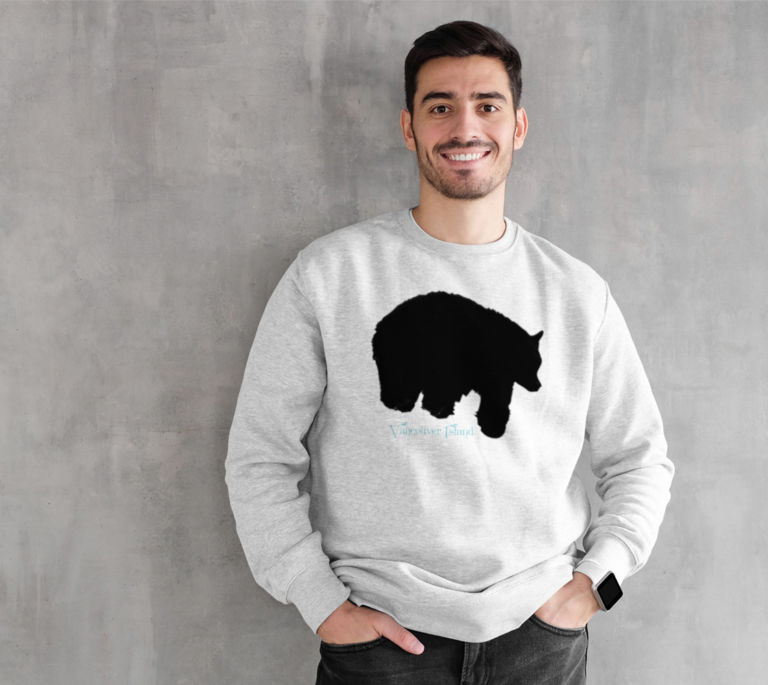 Bear Vancouver Island (Turquoise Print) Unisex Crewneck Sweatshirt What’s better than a super cozy sweatshirt? A super cozy sweatshirt from Van Isle Goddess!  Super cozy unisex sweatshirt for those chilly days.  Excellent for men or women.   Fit is roomy and comfortable. 