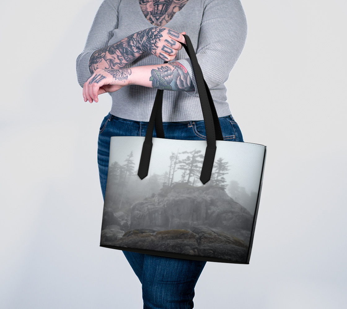 West Coast Landscape Fog Vegan Leather Tote Bag