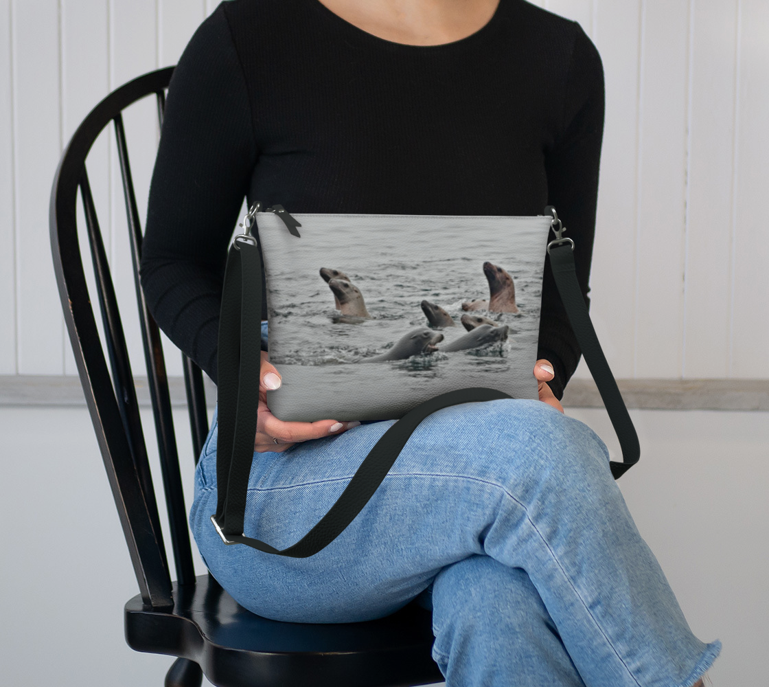 Sea Lions Vegan Leather Crossbody Purse