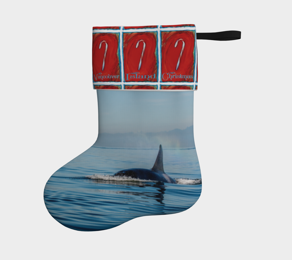 Orca & Candy Canes Vancouver Island Christmas Holiday Stocking