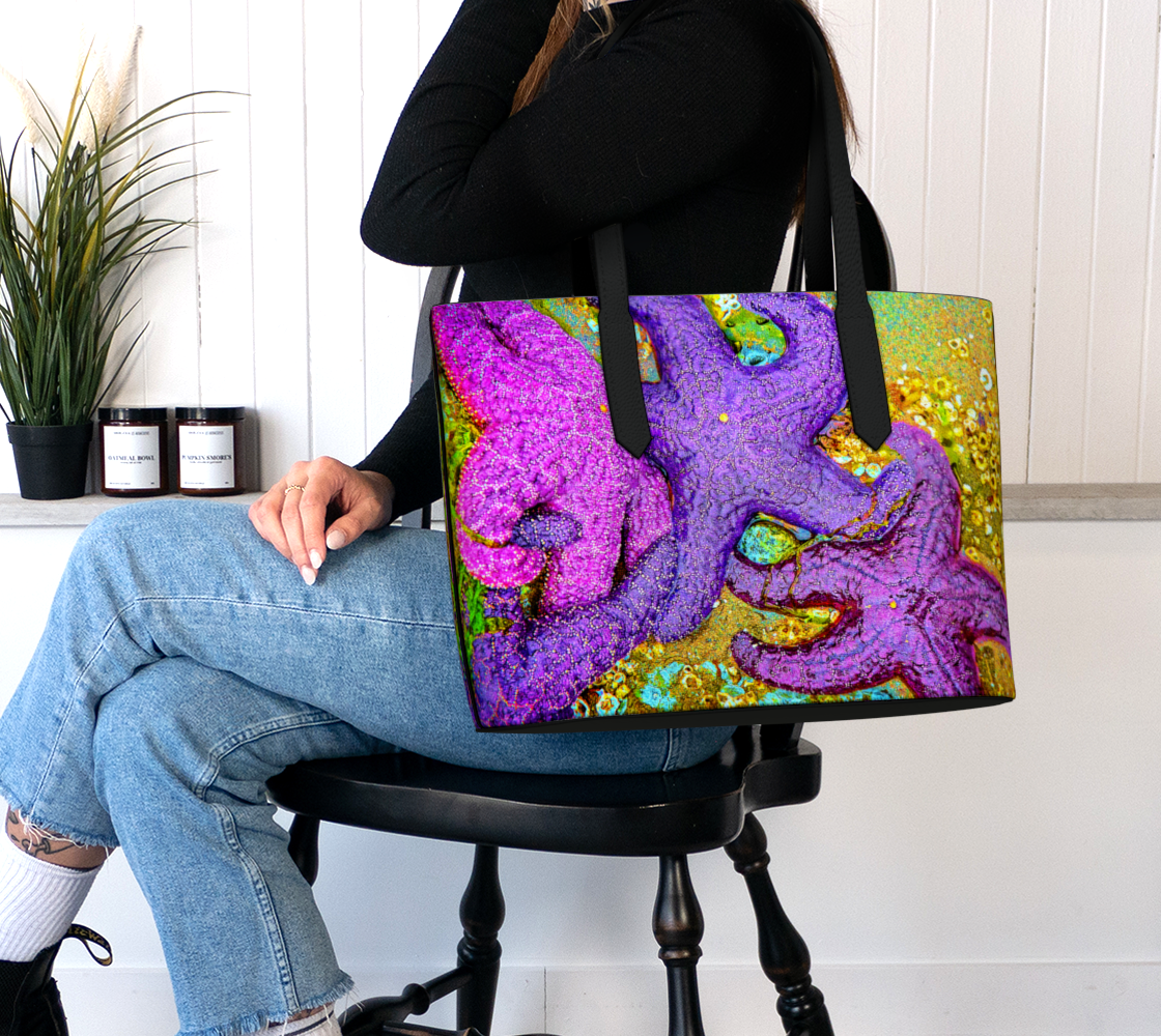 Starfish Cluster Vegan Leather Tote Bag