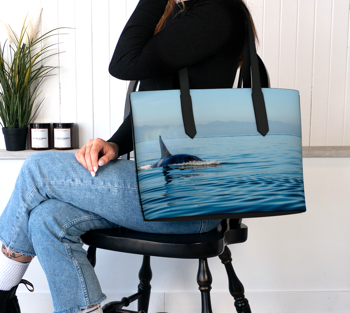 Orca Spray Vegan Leather Tote Bag