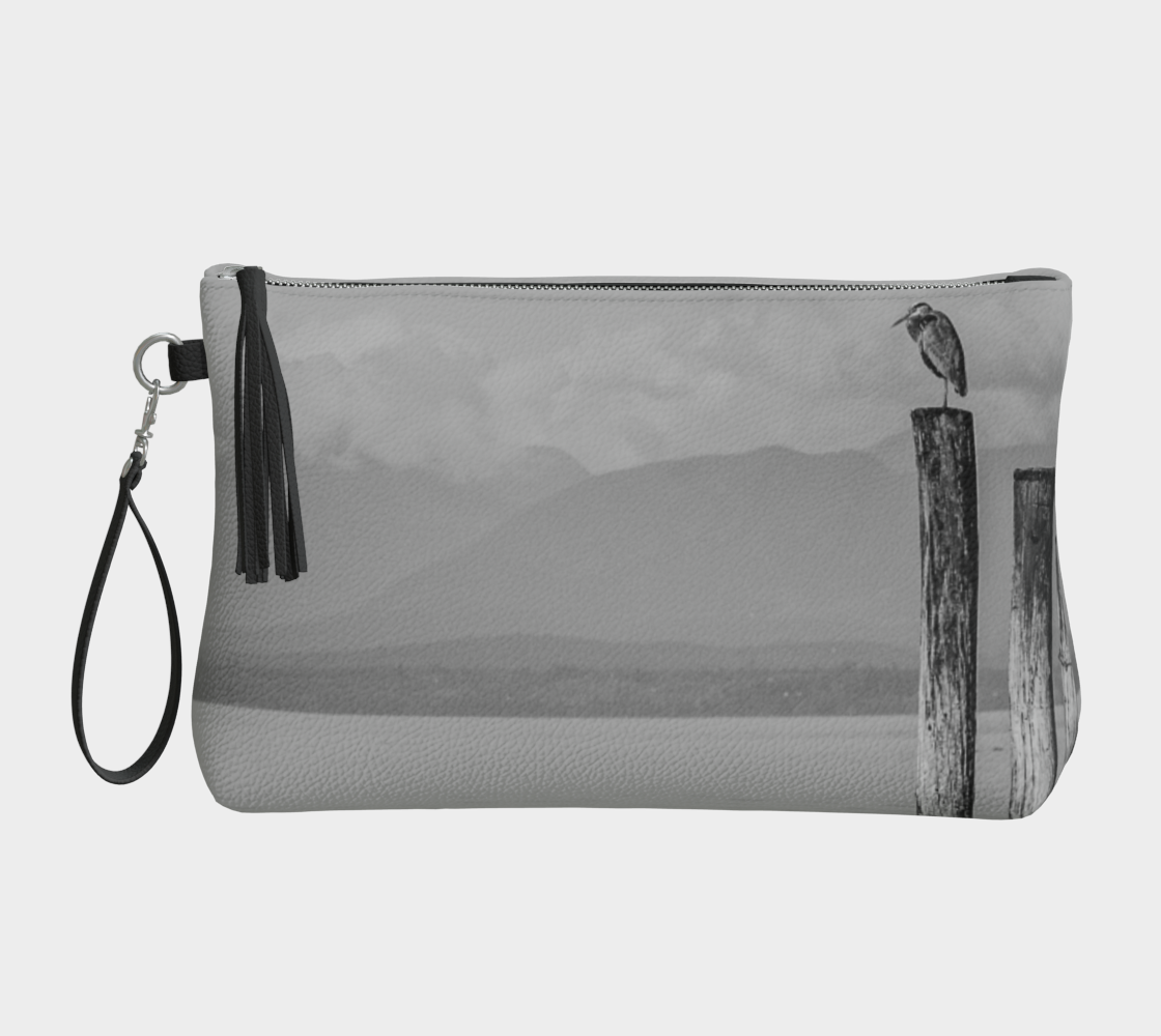 Blue Heron Perch Vegan Leather Makeup Bag