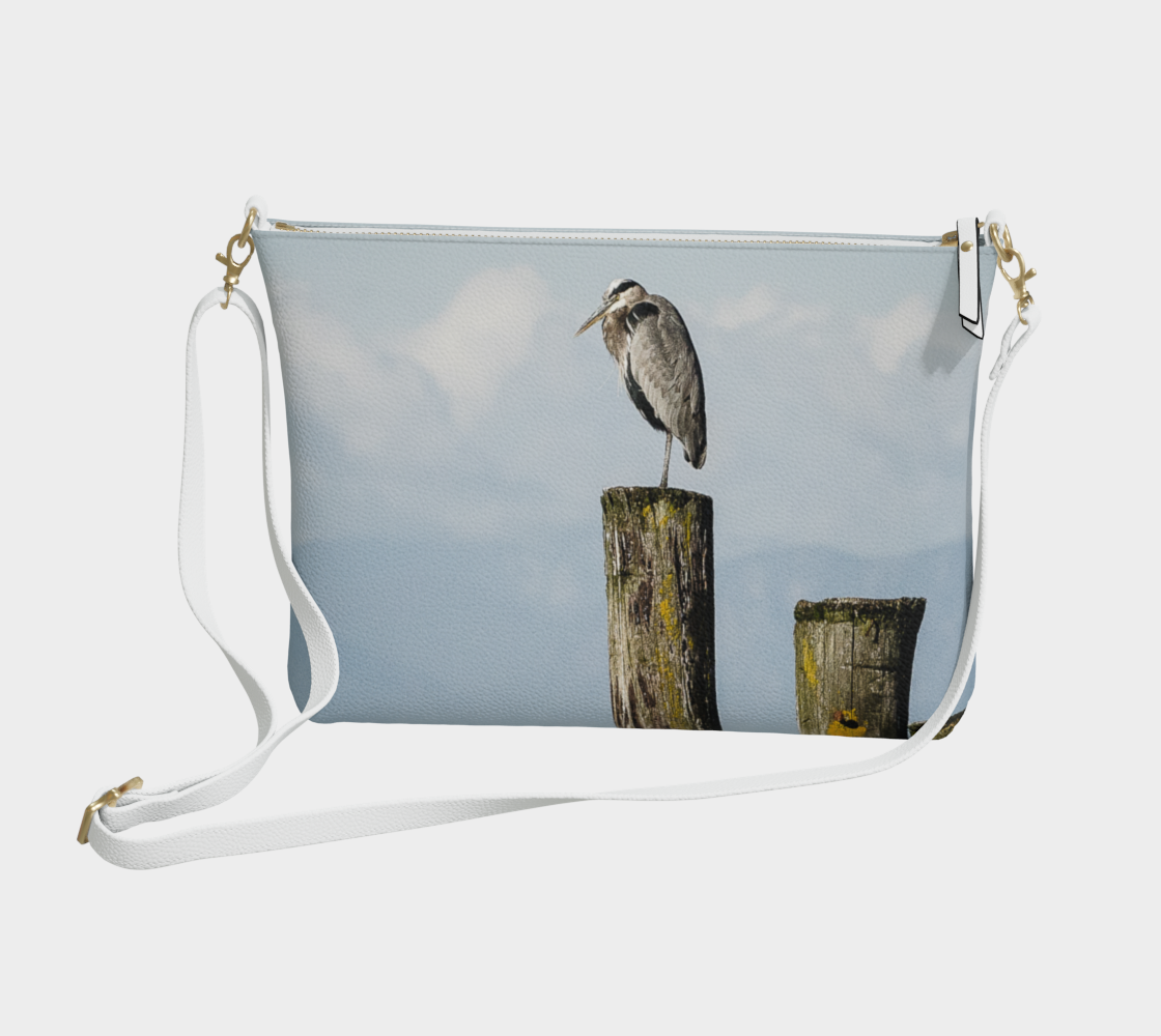 Blue Heron Perch Vegan Leather Crossbody Purse